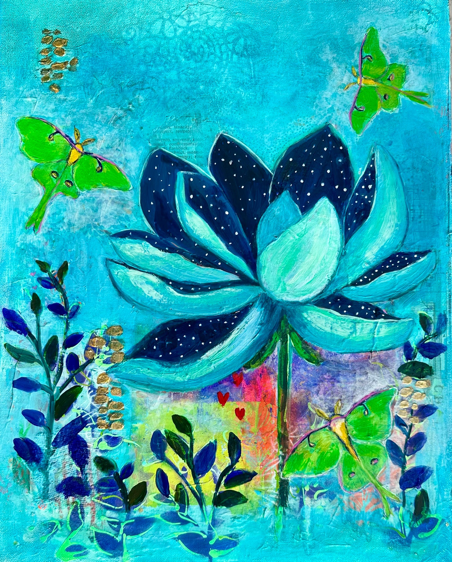 Luna Moth and Lotus