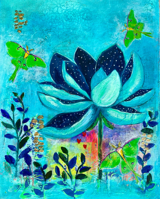 Luna Moth and Lotus